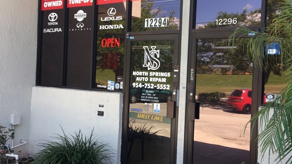 Front entrance of North Springs Japanese Car Care at 12294 Wiles Rd, Coral Springs